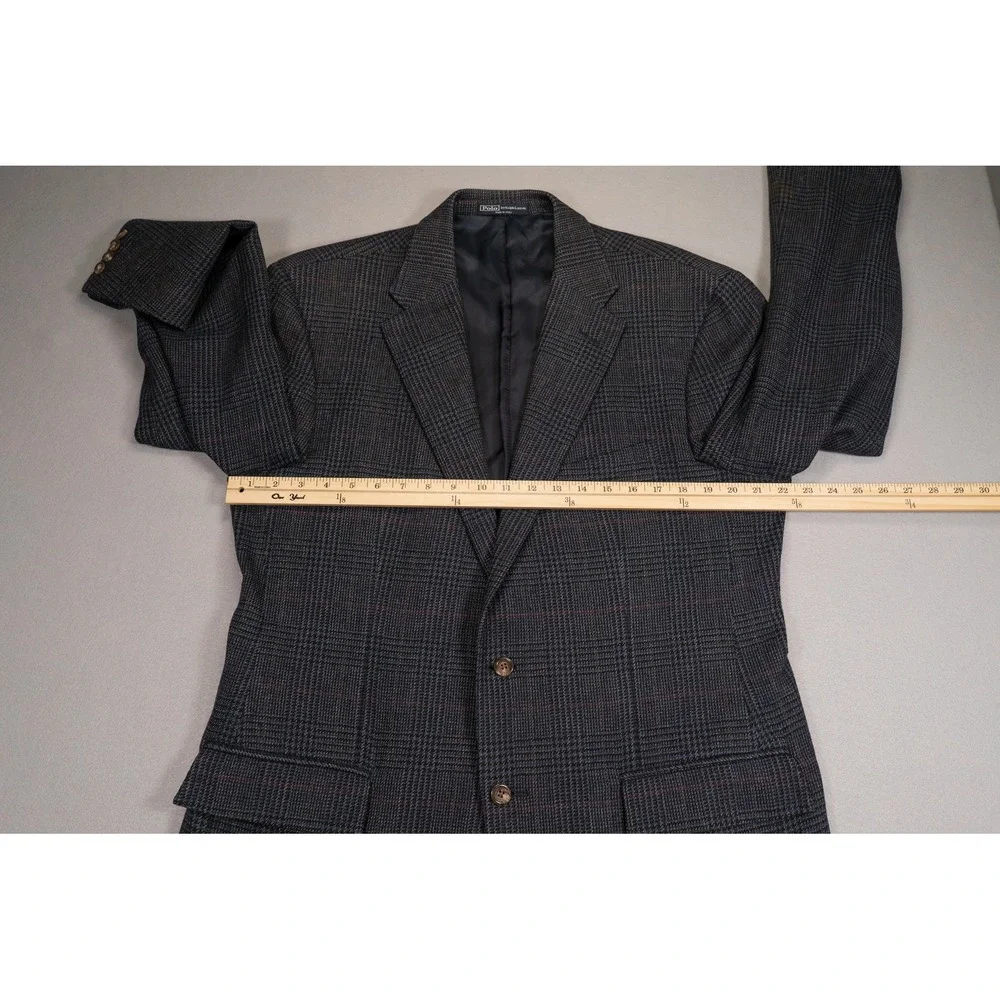 Polo Ralph Lauren Blue Label Wool Cashmere Blazer 44L‎ Glen Plaid Made in Italy